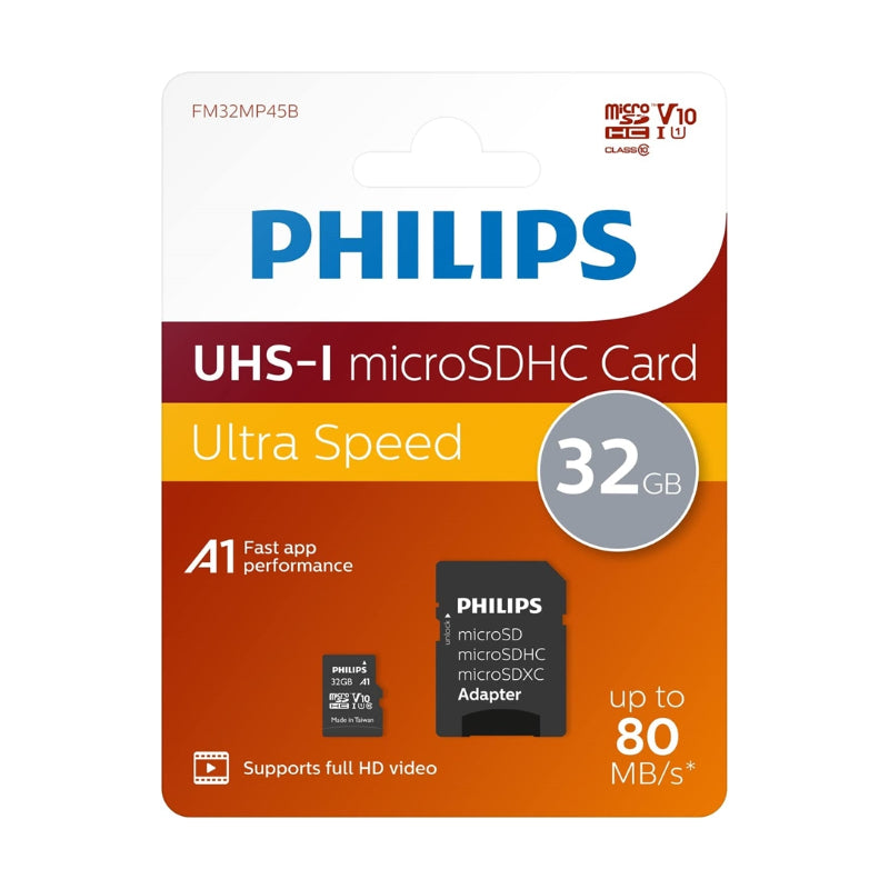 PHILIPS TARJETA microSD 32GB CLASE 10 + ADAPTADOR