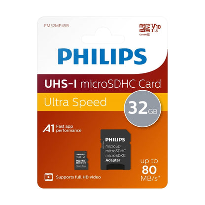 PHILIPS TARJETA microSD 32GB CLASE 10 + ADAPTADOR
