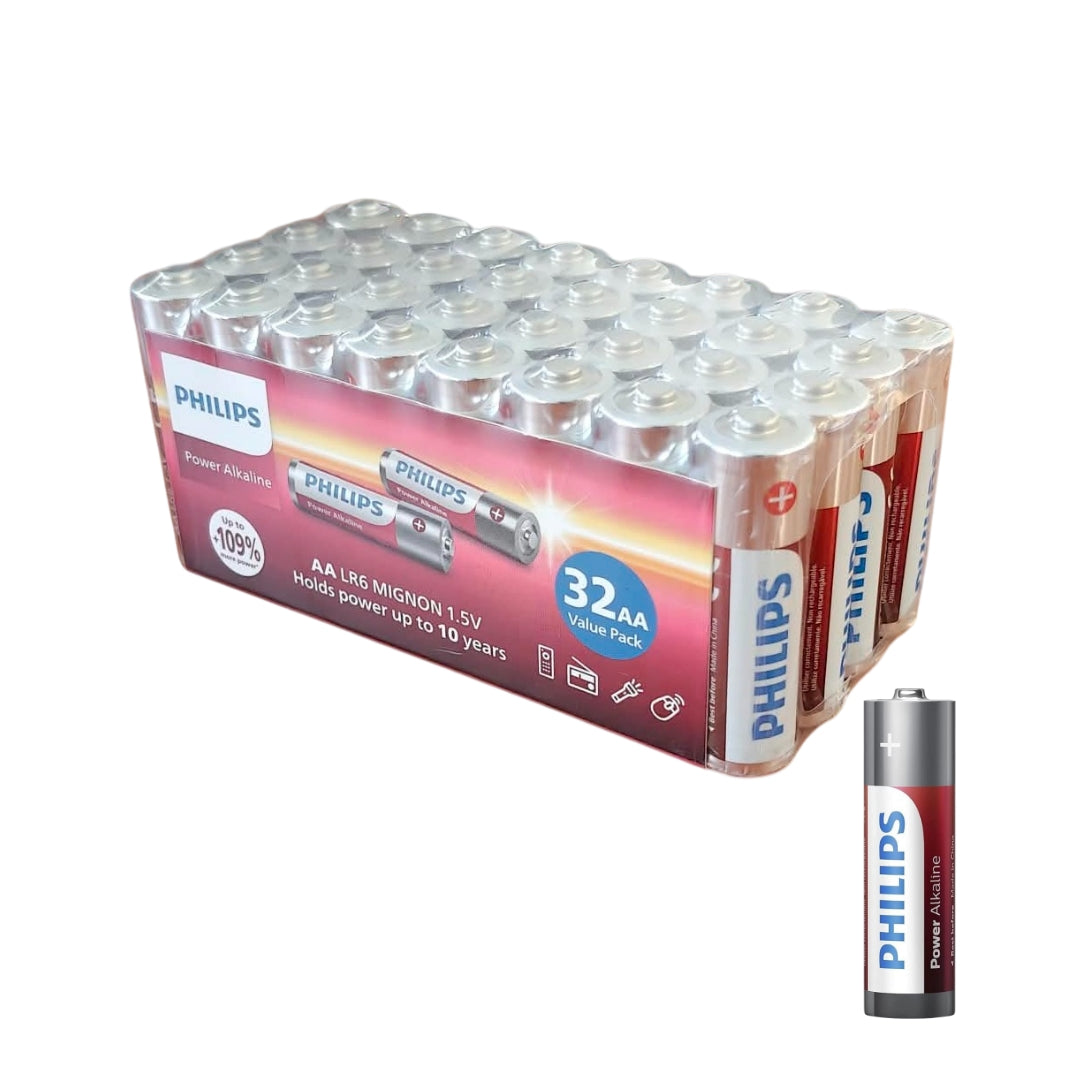 PHILIPS POWER ALKALINE PILA AA LR6 PACK*32