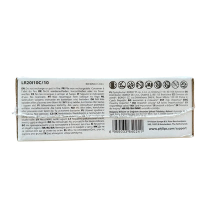 PHILIPS INDUSTRIAL (PRECIO PILA) ALCALINA LR20 D CAJA*10
