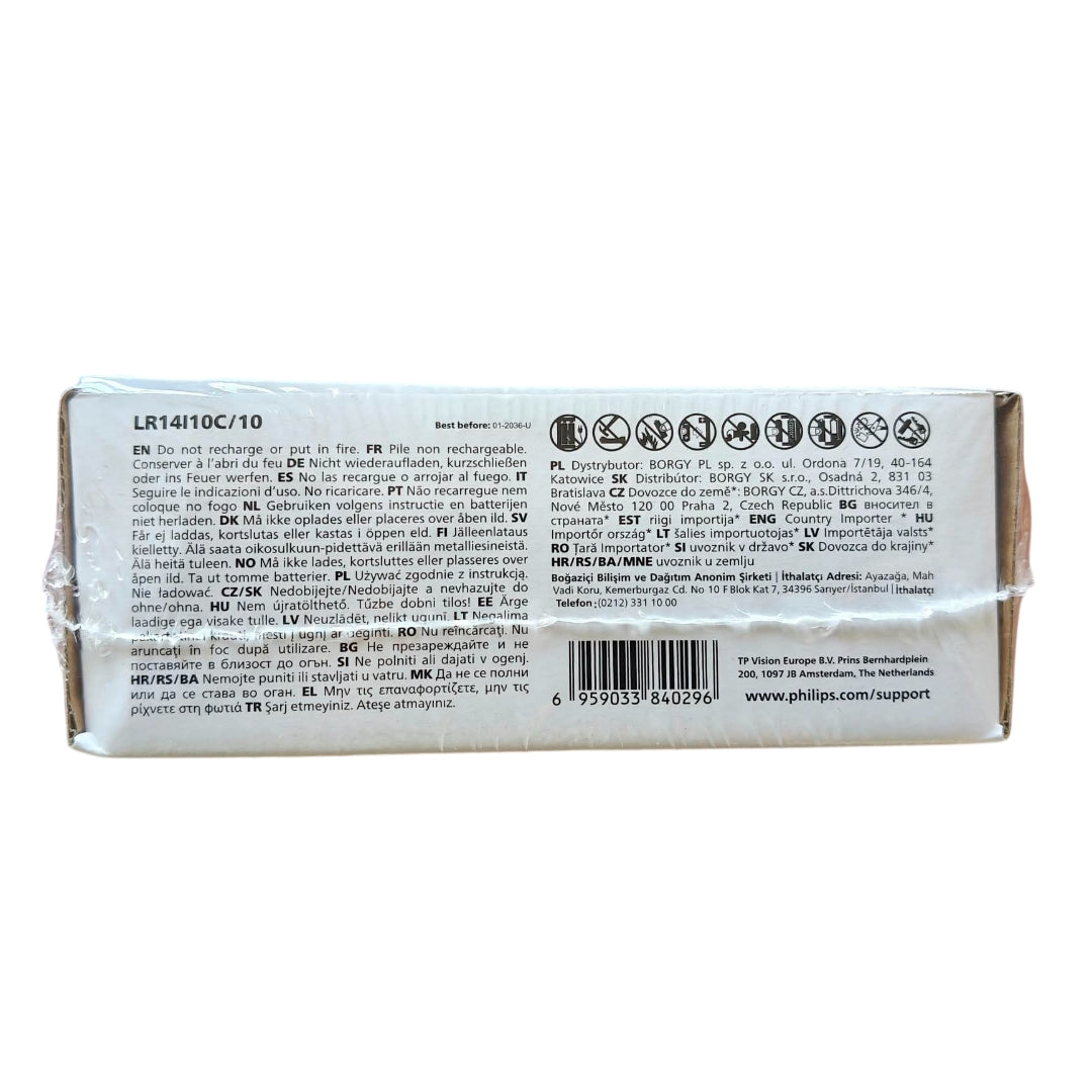 PHILIPS INDUSTRIAL (PRECIO PILA) ALCALINA LR14 C CAJA*10