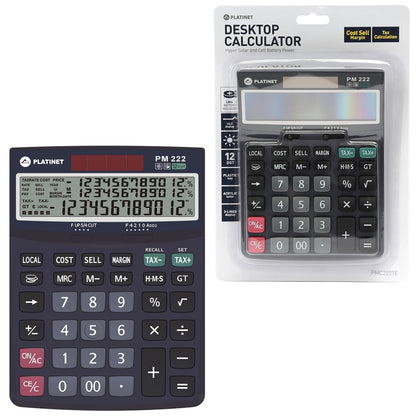 BATERIA DE MESA PLATINET+CALCULADORA SOLAR 12 DÍGITOS TELA DE 3 LINHAS PMC222TE