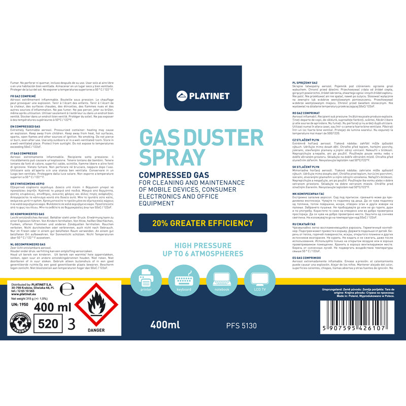 PLATINET GAS COMPRIMIDO 400ML