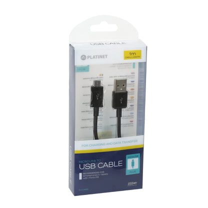 PLATINET CABLE MICRO USB A USB 1M 2.4A NEGRO BLISTER