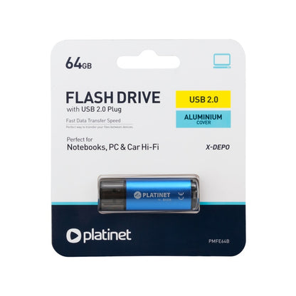 PLATINET PENDRIVE USB 2.0 X-DEPO 64GB PMFE64 AZUL