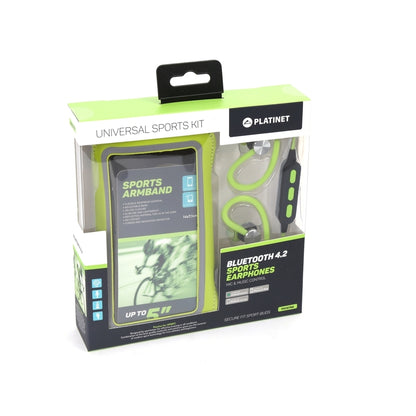 PLATINET AURICULARES SPORT BLUETOOTH + BRAZALETE VERDE