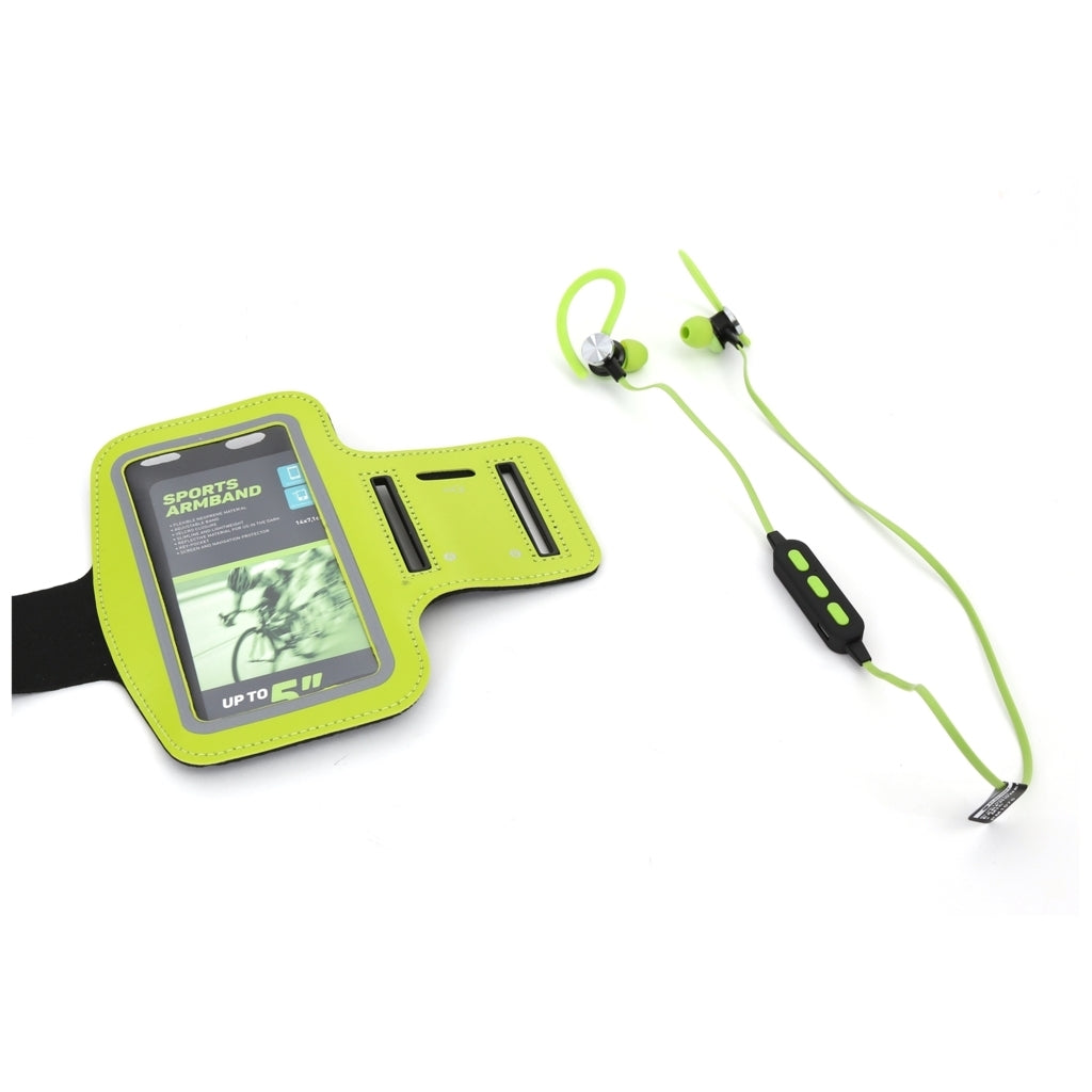 PLATINET AURICULARES SPORT BLUETOOTH + BRAZALETE VERDE