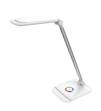 PLATINET LAMPARA LED MESA PLEGABLE 12W + LUZ NOCHE + CARGADOR USB COLORES TACTIL BLANCA