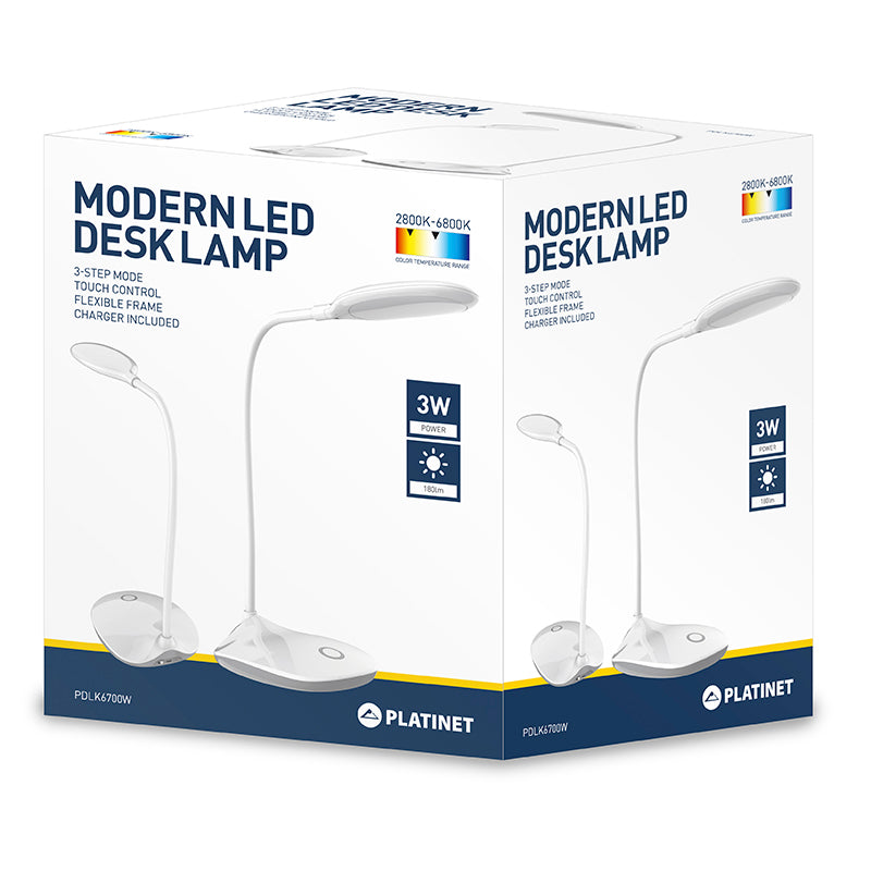 LÂMPADA PLATINETA 3W MOLDURA BRANCA FLEXÍVEL