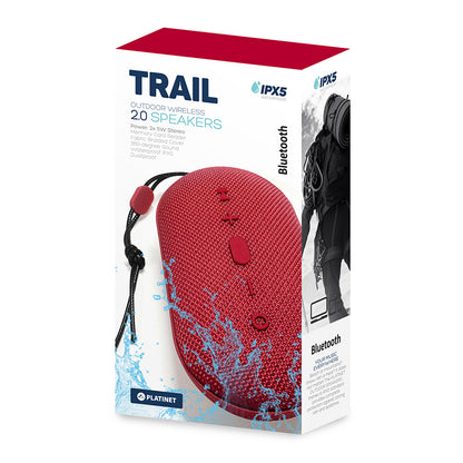 PLATINET ALTAVOZ TRAIL BLUETOOTH 4.2 10W 2.0 TWS IPX5 RES. AGUA PMG12 ROJO