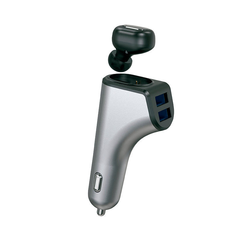 PLATINET 2EN1 CARGADOR COCHE 3,1 2XUSB + AURICULAR BLUETOOTH PLCRBT2