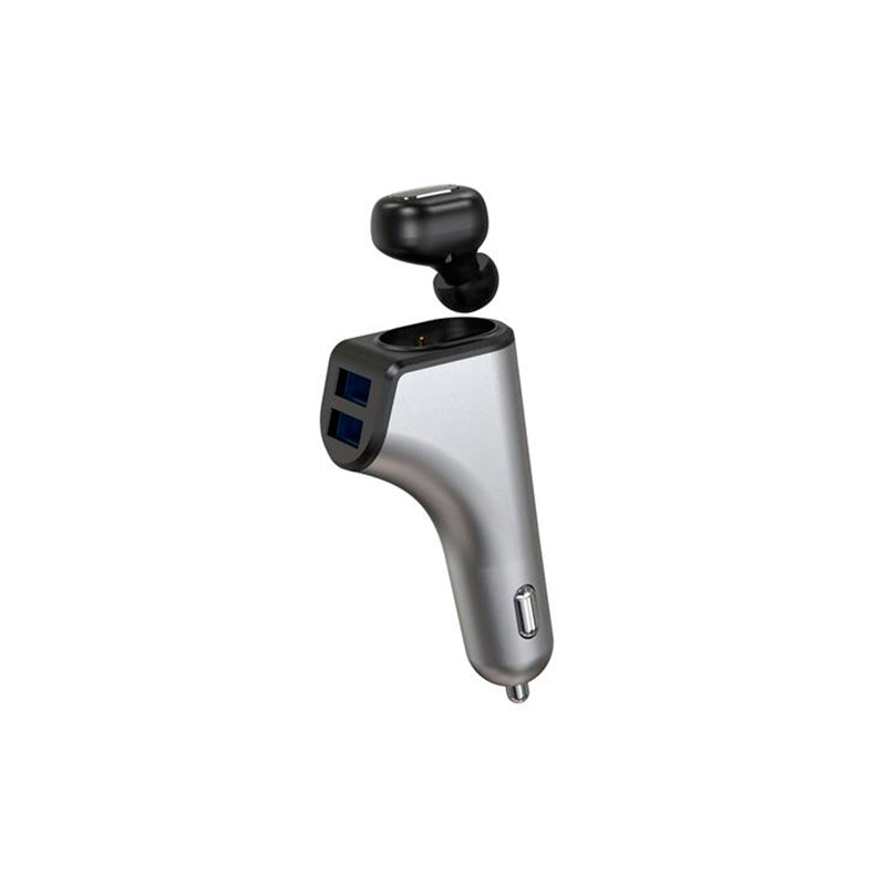 PLATINET 2EN1 CARGADOR COCHE 3,1 2XUSB + AURICULAR BLUETOOTH PLCRBT2