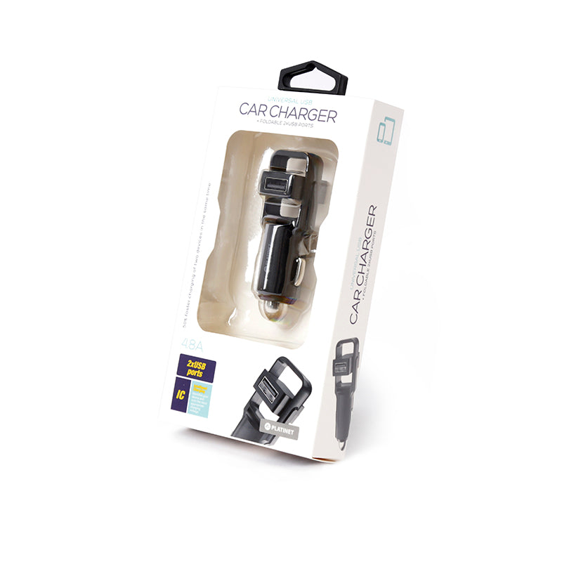CARREGADOR DE CARRO DOBRÁVEL PLATINET 4,8A + 2xUSB