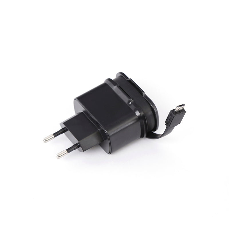 PLATINET CARGADOR DE PARED CABLE RETRACTIL microUSB 3,4A + 2xPUERTOS USB