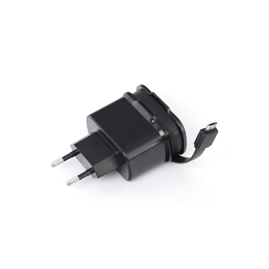 PLATINET CARGADOR DE PARED CABLE RETRACTIL microUSB 3,4A + 2xPUERTOS USB