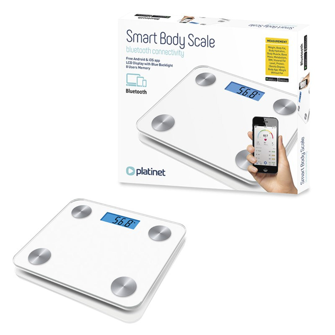 PLATINET BASCULA DE BAÑO DIGITAL CON BLUETOOH BLANCA