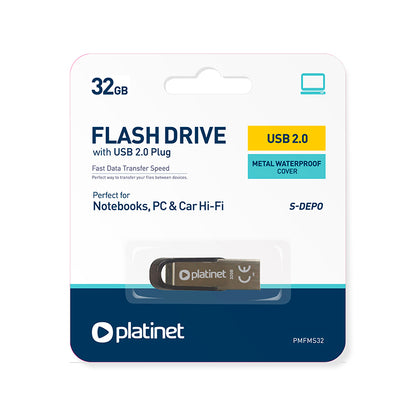 PLATINET PENDRIVE USB 2.0 S-DEPO 32GB RES. AGUA METAL