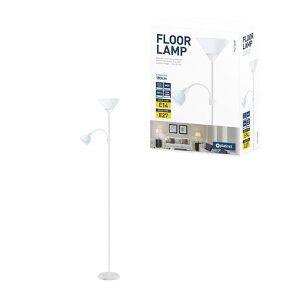 PLATINET LAMPARA DE PIE E27+E14 BLANCA