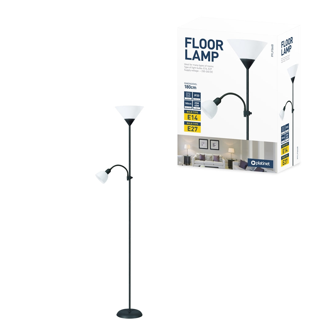 PLATINET LAMPARA DE PIE E27+E14 NEGRA