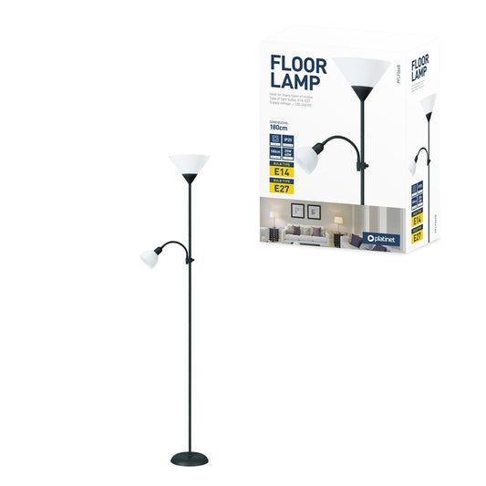 PLATINET LAMPARA DE PIE E27+E14 NEGRA