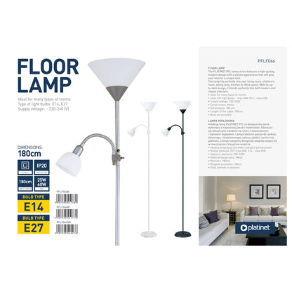 PLATINET LAMPARA DE PIE E27+E14 NEGRA