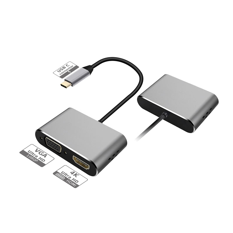 ADAPTADOR PLATINET USB TYPE-C para porta HDMI 4K + VGA