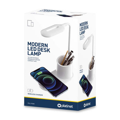 PLATINET LAMPARA DE MESA LED + CARGADOR INALAMBRICO BLANCO