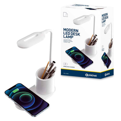 PLATINET LAMPARA DE MESA LED + CARGADOR INALAMBRICO BLANCO