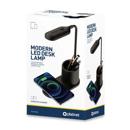 PLATINET LAMPARA DE MESA LED + CARGADOR INALAMBRICO NEGRO