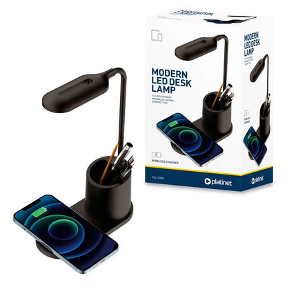 PLATINET LAMPARA DE MESA LED + CARGADOR INALAMBRICO NEGRO