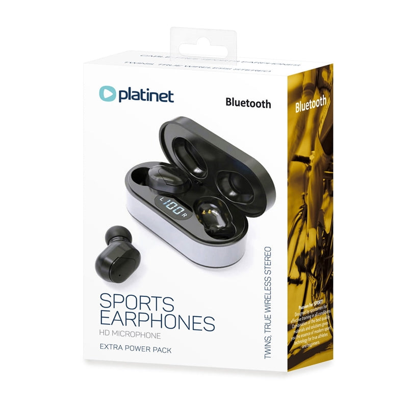 PLATINET AURICULARES BLUETOOTH + ESTUCHE CARGA NEGRO PM1050