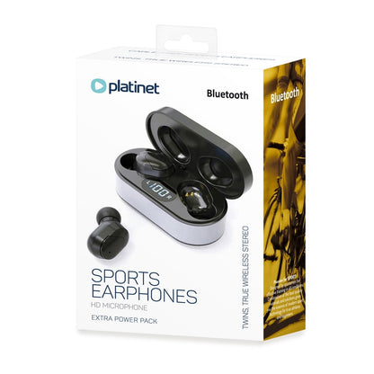 PLATINET AURICULARES BLUETOOTH + ESTUCHE CARGA NEGRO PM1050