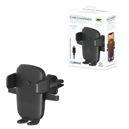 PLATINET CARGADOR+SOPORTE COCHE CARGA INALAMBRICA QI 2A/5V/10W
