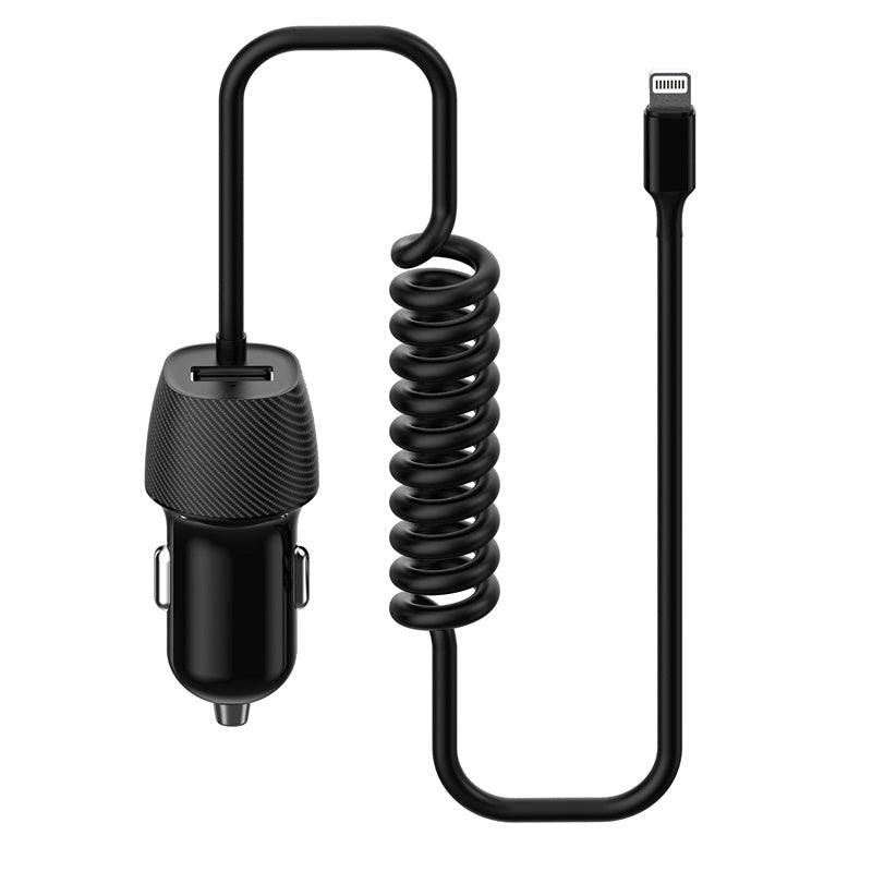 PLATINET CARGADOR DE COCHE LIGHTNING 3.4A CABLE ESPIRAL