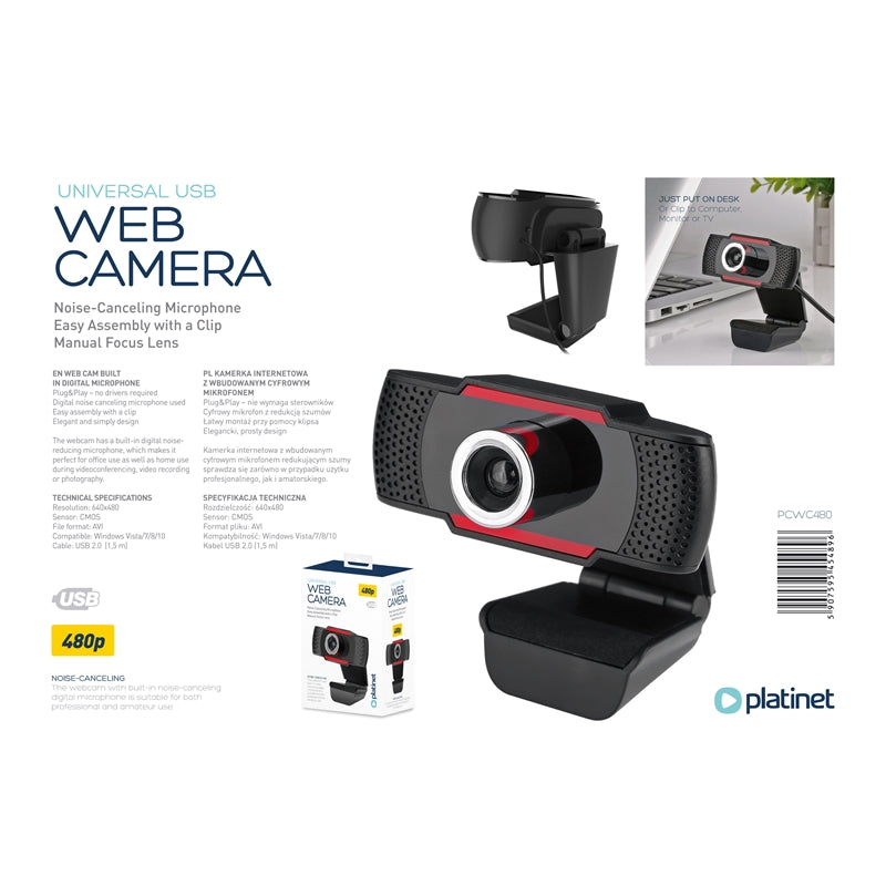 PLATINET WEBCAM 480P + MIC