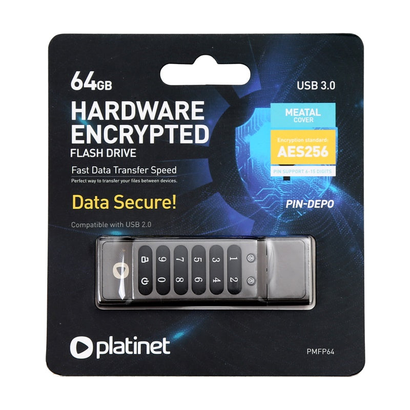 PLATINET PENDRIVE USB 3.0 HARDWARE ENCRYPTED 64GB