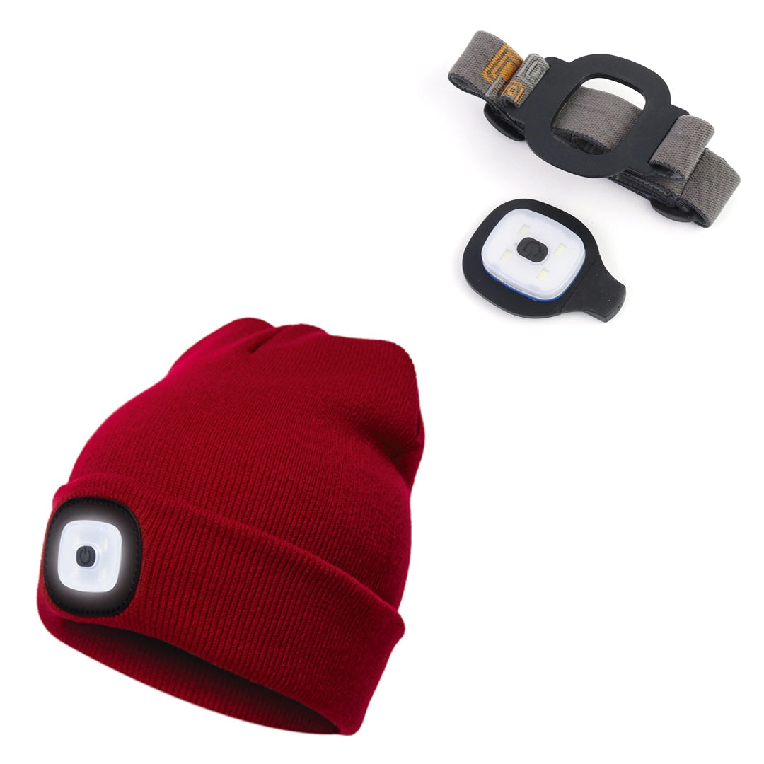 PLATINET GORRO INVIERNO CON LINTERNA FRONTAL LED 48LM ROJO