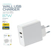 PLATINET CARGADOR PARED 1xTIPO-C+1xUSB 87W CARGA RAPIDA 3.0