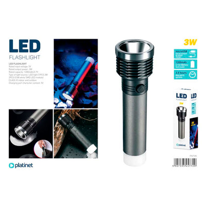 PLATINET LINTERNA LED ALUMINIO 3W 1200mAh