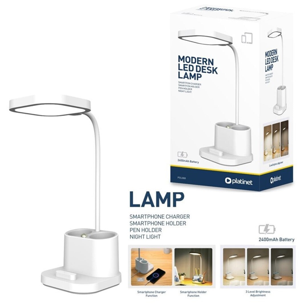 PLATINET LAMPARA LED DE MESA 5W 4en1 BATERIA 2400mAh