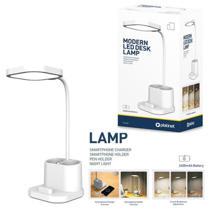 PLATINET LAMPARA LED DE MESA 5W 4en1 BATERIA 2400mAh