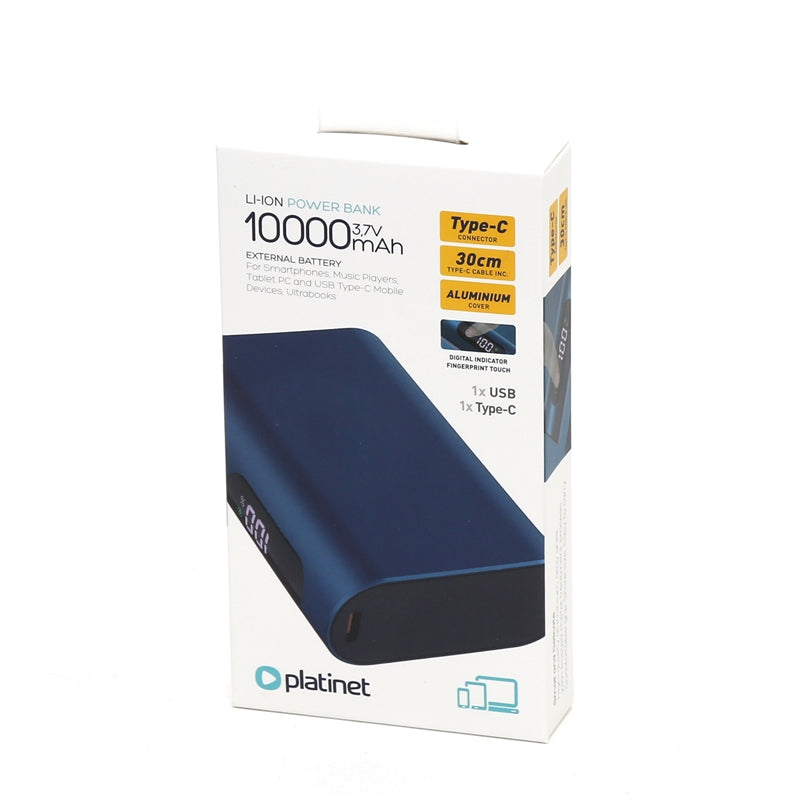 PLATINET POWER BANK 10.000mAh TYPE-C LED TACTIL MINI PMPB742BL AZUL