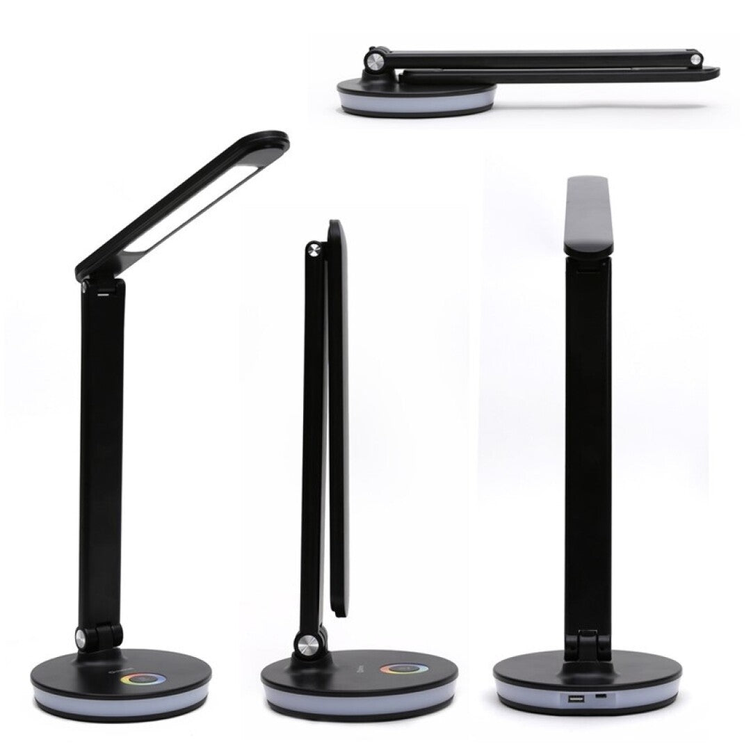 PLATINET RGB 12W LED TABLE LAMP WITH USB CHARGING POINT BLACK