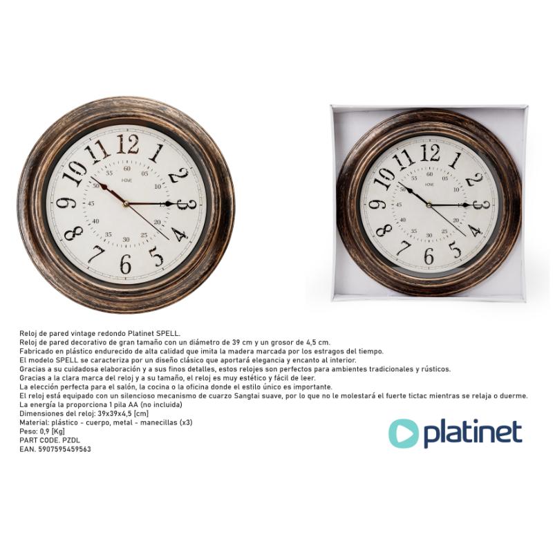 RELÓGIO DE PAREDE PLATINET SPELL PZSL 40cm
