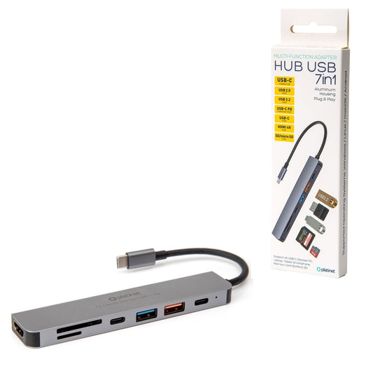 PLATINET HUB USB-C 3.2 7en1 HDMI 4K USB-A3.2/ USB-A2.0/USB-C PD 100W/ USB-C2.0/SD/MicroSD