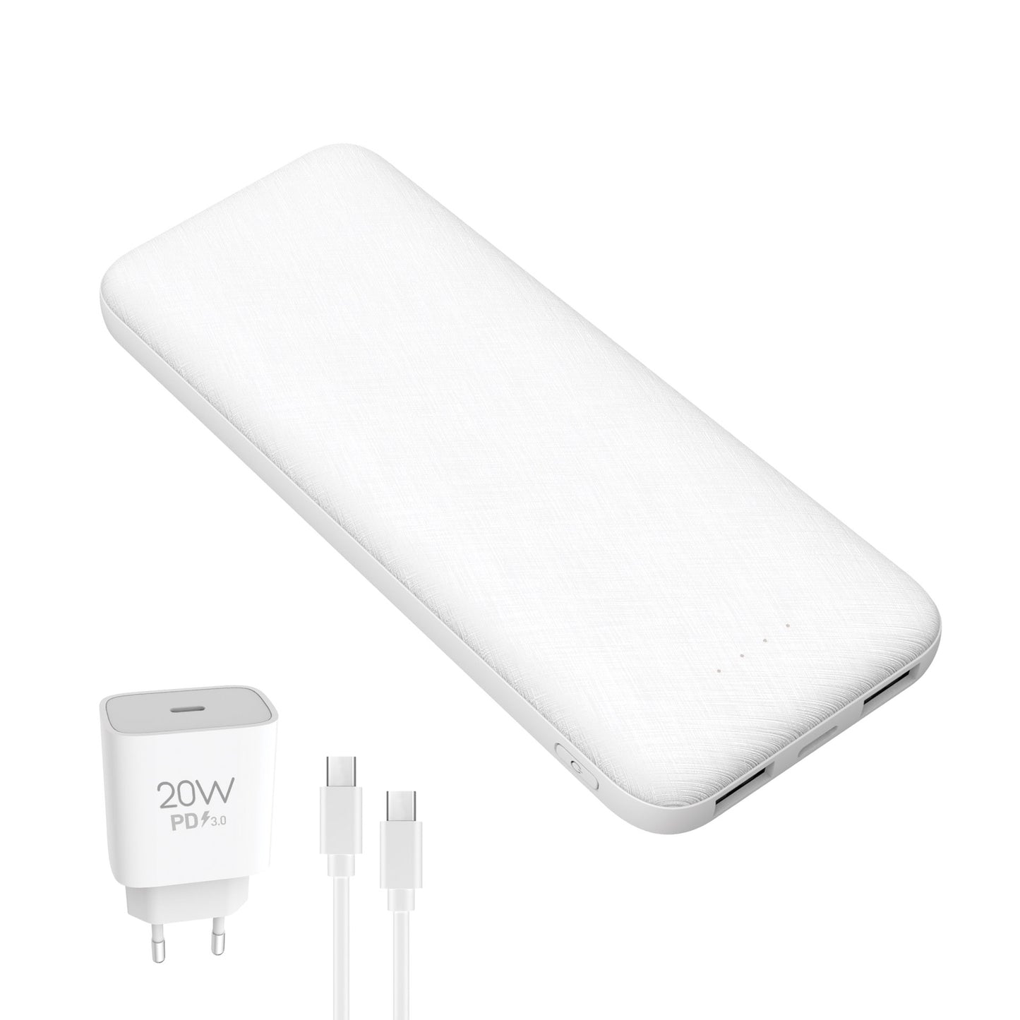 PLATINET POWERBANK 10,000mAh + 20W CHARGER + WHITE USB-C CABLE