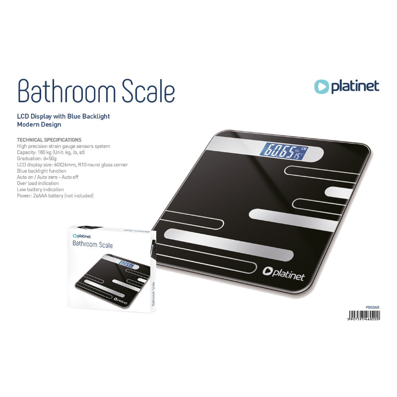 PLATINET BASCULA DE BAÑO 180 KG NEGRO PBS26B