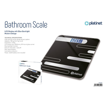 PLATINET BASCULA DE BAÑO 180 KG NEGRO PBS26B