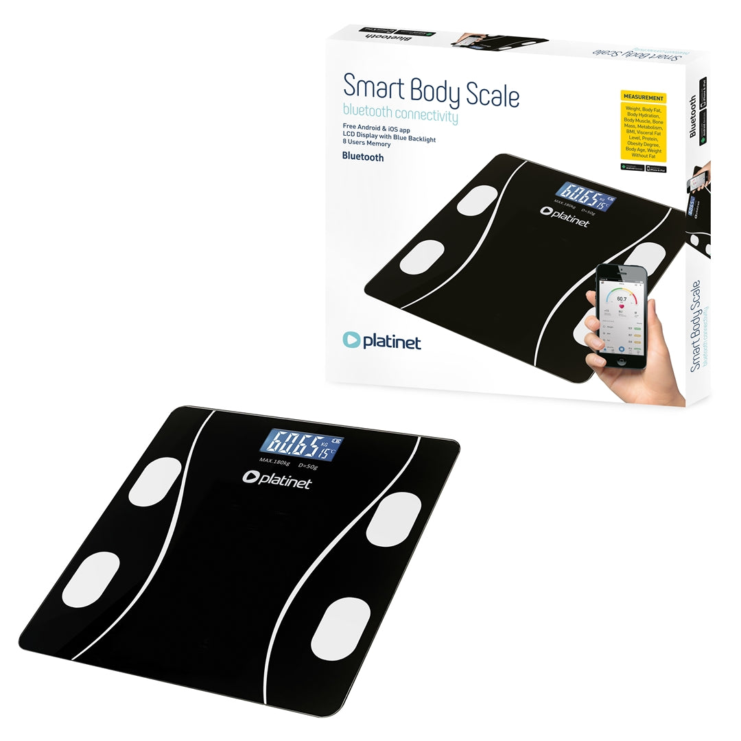 PLATINET DIGITAL BATHROOM SCALE WITH BLUETOOTH 180 KG BLACK PBSBT26B