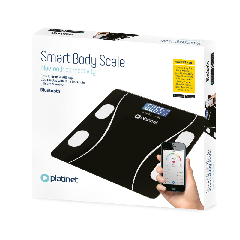 PLATINET DIGITAL BATHROOM SCALE WITH BLUETOOTH 180 KG BLACK PBSBT26B